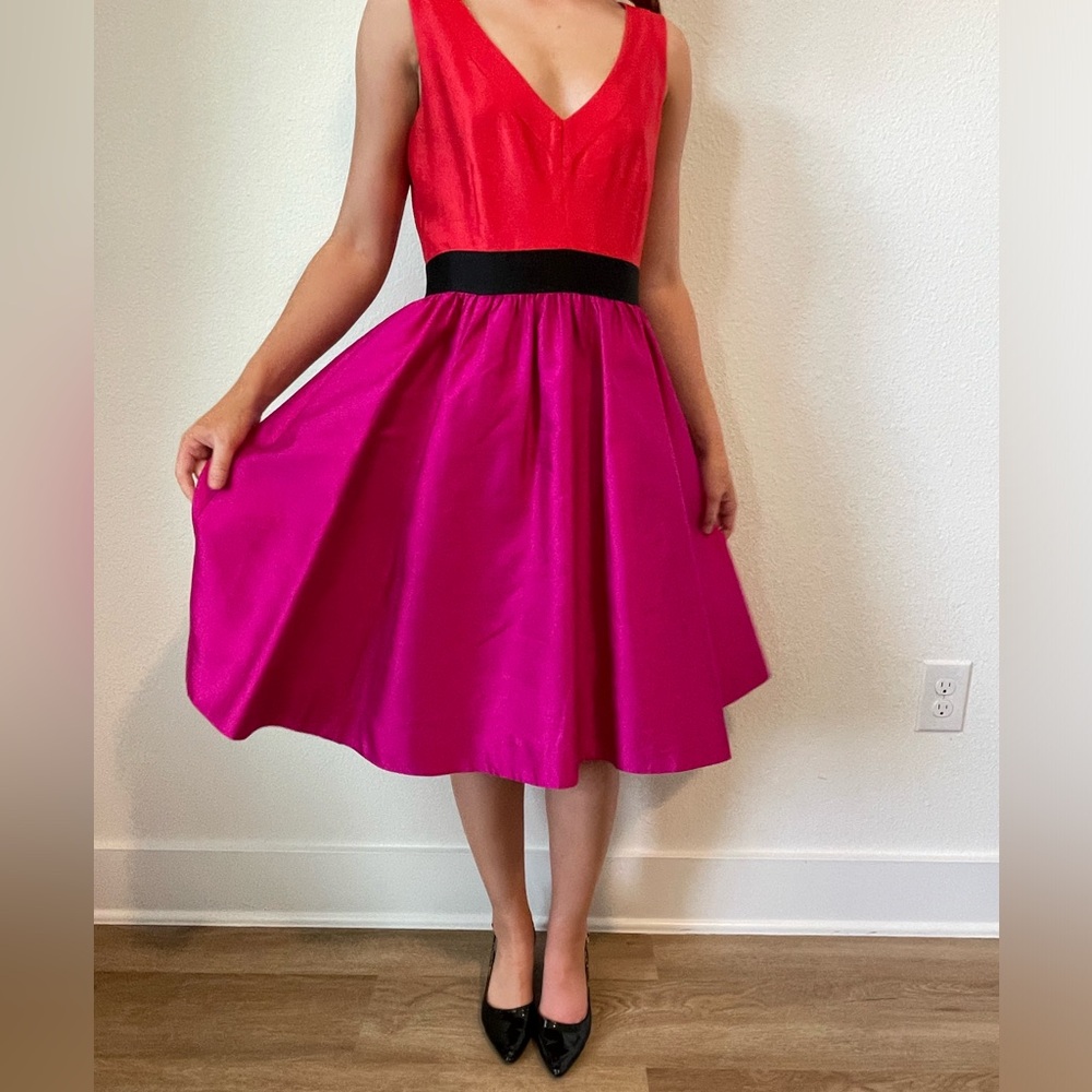 Kate Spade Normandy Sleeveless Pink/Red Colorblock Fit and Flare Dress